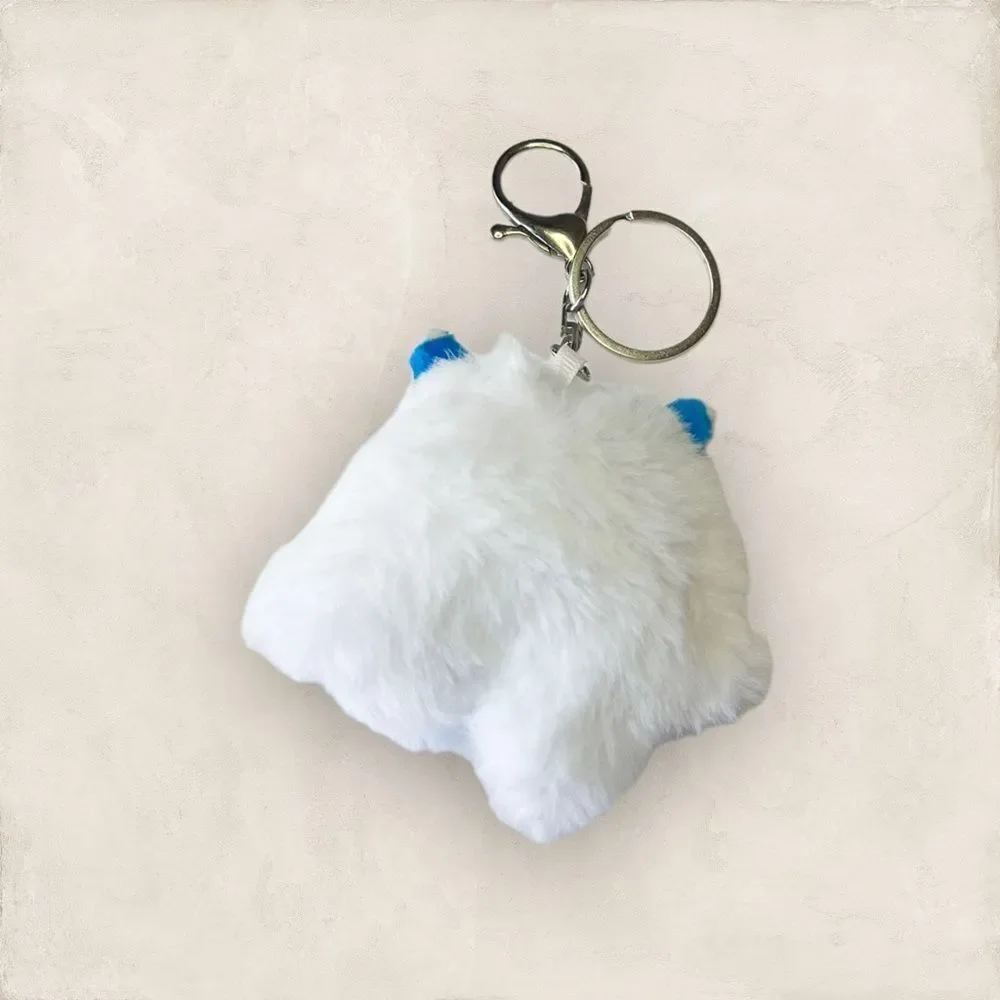 🟢White Fluffy Stuffed One Eye Monster Key Chain Bag Charm Accessory